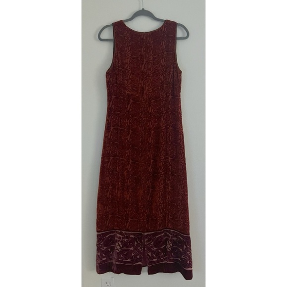 Garnet Hill Red Silk Textured Maxi Dress Size 10 - Picture 2 of 10